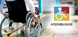 Banner com imagem de cadeira de rodas e logomarca acessibilidade